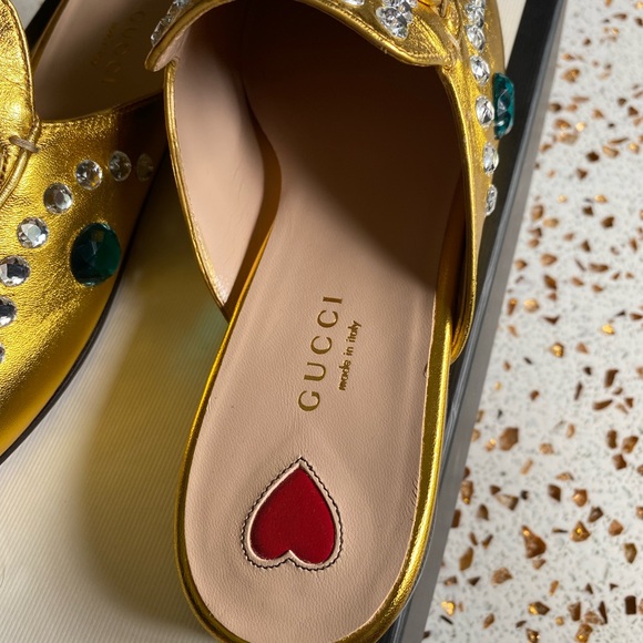Gold Gucci Napa Crystal Mules - Picture 4 of 9